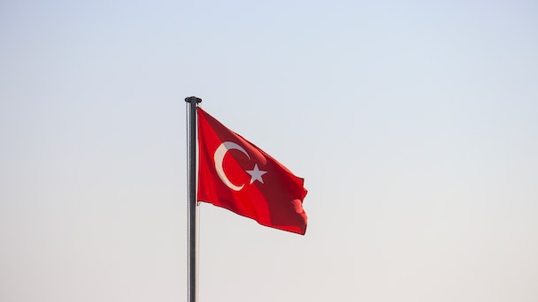 Turkish flag on a pole